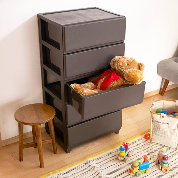 チェスト 幅54×奥行41.5×高さ106.1cm 5段 ワイド （ プラスチック スリムチェスト スリム タンス 引き出し 白 茶 プラスチックチェスト 収納ケース 衣類収納 リビング 収納 日本製 おしゃれ ）の通販は