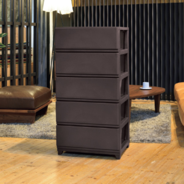 チェスト 幅54×奥行41.5×高さ106.1cm 5段 ワイド （ プラスチック スリムチェスト スリム タンス 引き出し 白 茶 プラスチックチェスト 収納ケース 衣類収納 リビング 収納 日本製 おしゃれ ）の通販は