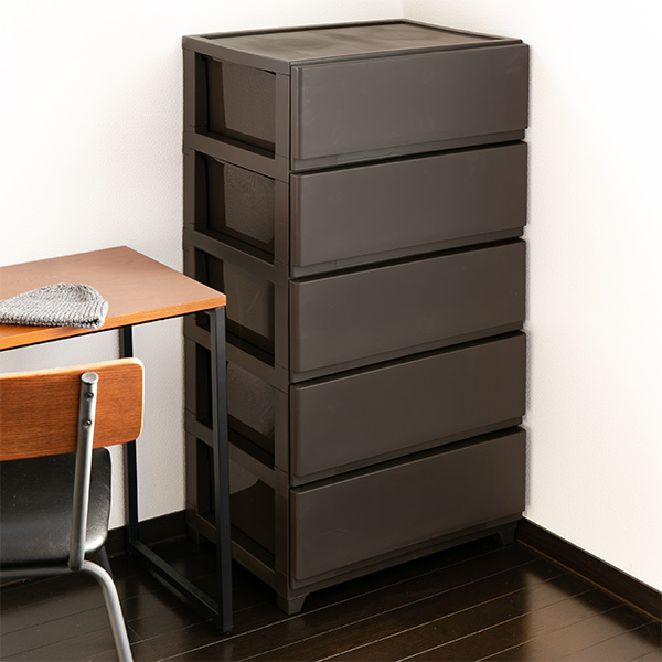 チェスト 幅54×奥行41.5×高さ106.1cm 5段 ワイド （ プラスチック スリムチェスト スリム タンス 引き出し 白 茶 プラスチックチェスト 収納ケース 衣類収納 リビング 収納 日本製 おしゃれ ）の通販は