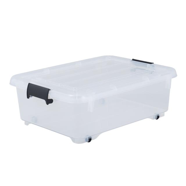 衣装ケース クローゼット 収納ケース コロモ 幅38.5×奥行50×高さ17cm 浅型 12個セット （ コロ付き 収納ボックス 衣類収納 収納 透明 クリア 奥行50 ベッド下収納 押入れ収納 キャスター付き ）_19