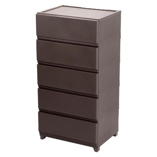チェスト 壁付き デコニーシーヴォ ワイド 5段 幅54×奥行41.7×高さ106.1cm （ 収納 収納チェスト 脚付き リビング収納 プラスチック ホコリが入りにくい 中が透けない 引き出し タンス 収納ケース 衣類収納 ランドリー収納 日本製 ）