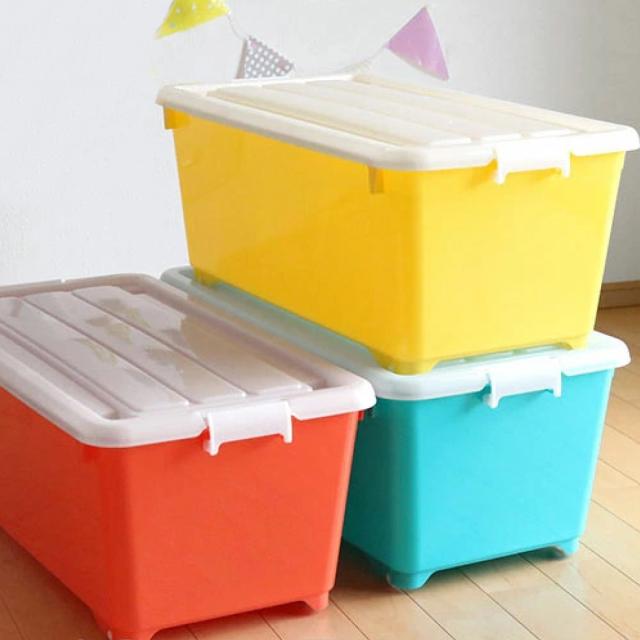 収納ボックス ふた付き 同色2個セット 約 幅40×奥行74×高さ31cm
