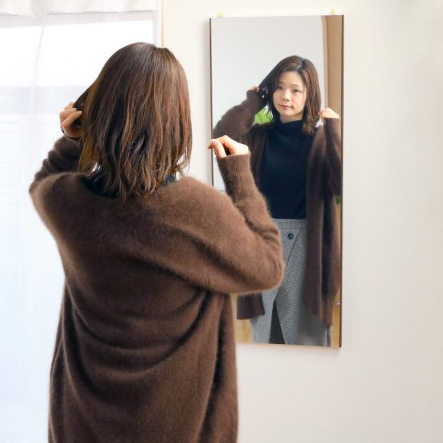 割れない鏡 リフェクスミラー エアー ミニ 40×100cm （ 鏡 ミラー 壁掛けミラー ウォールミラー 吊り下げ フィルムミラー 軽い 薄い 割れない くっきり 安全 防災 壁掛け おしゃれ 日本製 ）