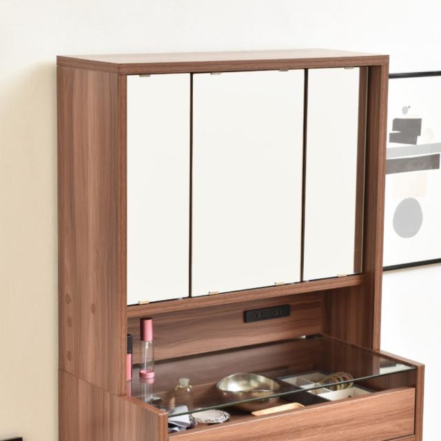 ミズメザクラ ドレッサー三面鏡 ナチュラル カントリー 天然木