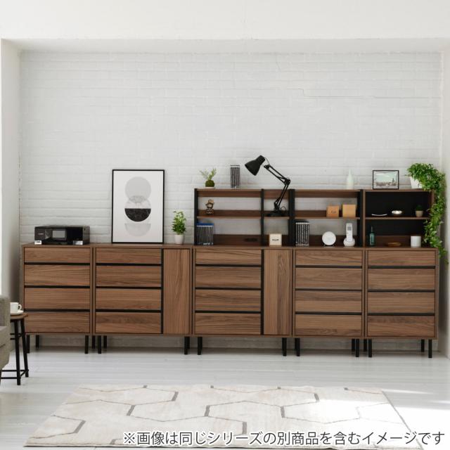 ハイチェスト オープン上棚付 北欧モダン Frsser 約幅56cm （ 脚付 リビング 収納 間仕切り 棚 本棚 オープンラック ラック リビングボード コンセント付 キャビネット ブラウン シンプル 引き出し チェストタンス 木製）