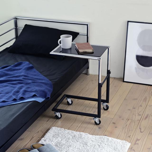 サイドテーブル 高さ56.5〜66.5cm キャスター付き （ テーブル