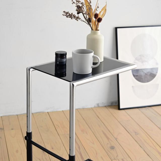 サイドテーブル 高さ56.5〜66.5cm キャスター付き （ テーブル 高さ