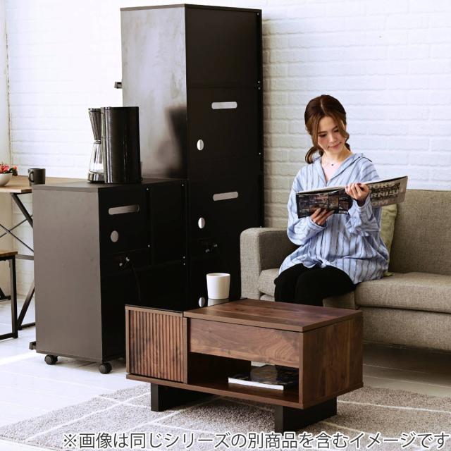 キッチンカウンター キャスター付 フラップ扉 幅60cm （ キッチン収納 収納 カウンター 棚 家具 ラック キッチンラック 可動棚 食器棚 キッチン ブラック ホワイト シンプル ）_11
