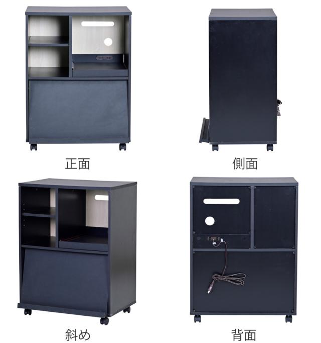 キッチンカウンター キャスター付 フラップ扉 幅60cm （ キッチン収納 収納 カウンター 棚 家具 ラック キッチンラック 可動棚 食器棚 キッチン ブラック ホワイト シンプル ）_2