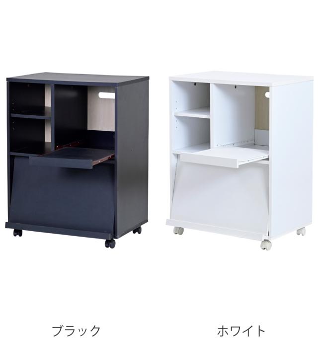 キッチンカウンター キャスター付 フラップ扉 幅60cm （ キッチン収納 収納 カウンター 棚 家具 ラック キッチンラック 可動棚 食器棚 キッチン ブラック ホワイト シンプル ）_3