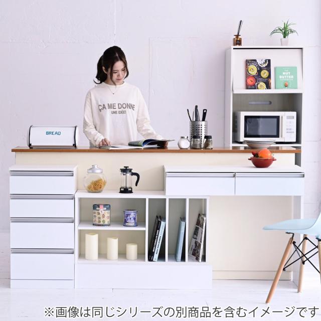 カウンター下収納 チェスト 4段 鏡面前板 幅40cm （ カウンター下 収納 棚 リビング収納 間仕切り カウンター カップボード リビング 引き出し 四段 シンプル ホワイト ）_10