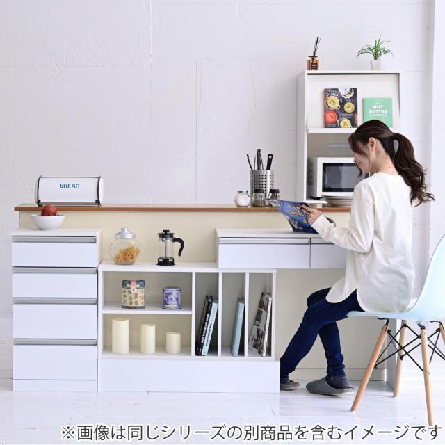 カウンター下収納 チェスト 4段 鏡面前板 幅40cm （ カウンター下 収納 棚 リビング収納 間仕切り カウンター カップボード リビング 引き出し 四段 シンプル ホワイト ）_11
