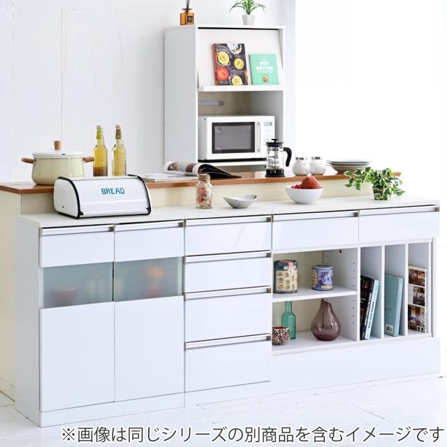 カウンター下収納 チェスト 4段 鏡面前板 幅40cm （ カウンター下 収納 棚 リビング収納 間仕切り カウンター カップボード リビング 引き出し 四段 シンプル ホワイト ）_12