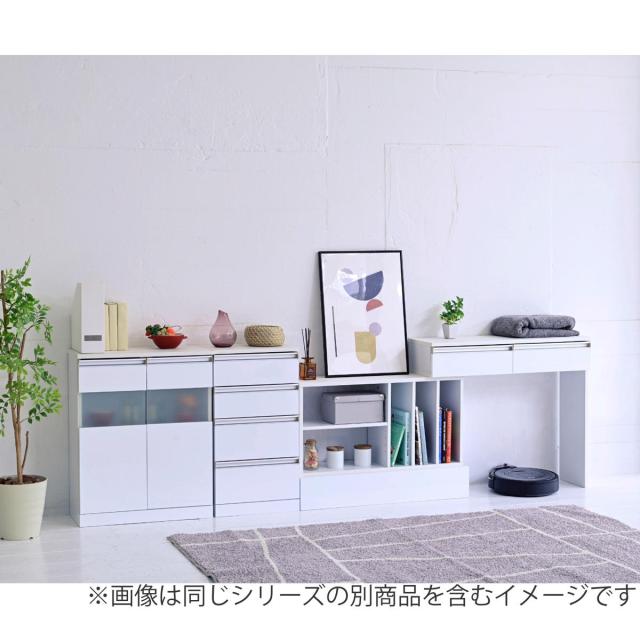 カウンター下収納 チェスト 4段 鏡面前板 幅40cm （ カウンター下 収納 棚 リビング収納 間仕切り カウンター カップボード リビング 引き出し 四段 シンプル ホワイト ）_14