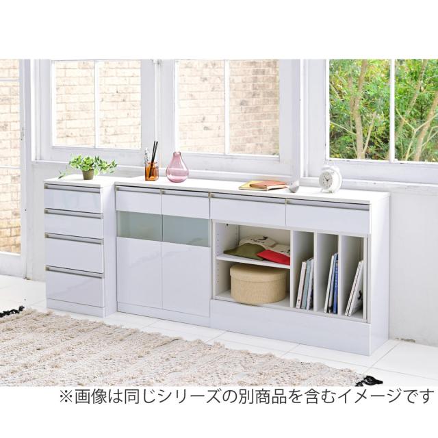 カウンター下収納 チェスト 4段 鏡面前板 幅40cm （ カウンター下 収納 棚 リビング収納 間仕切り カウンター カップボード リビング 引き出し 四段 シンプル ホワイト ）_18