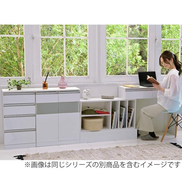 カウンター下収納 チェスト 4段 鏡面前板 幅40cm （ カウンター下 収納 棚 リビング収納 間仕切り カウンター カップボード リビング 引き出し 四段 シンプル ホワイト ）_19