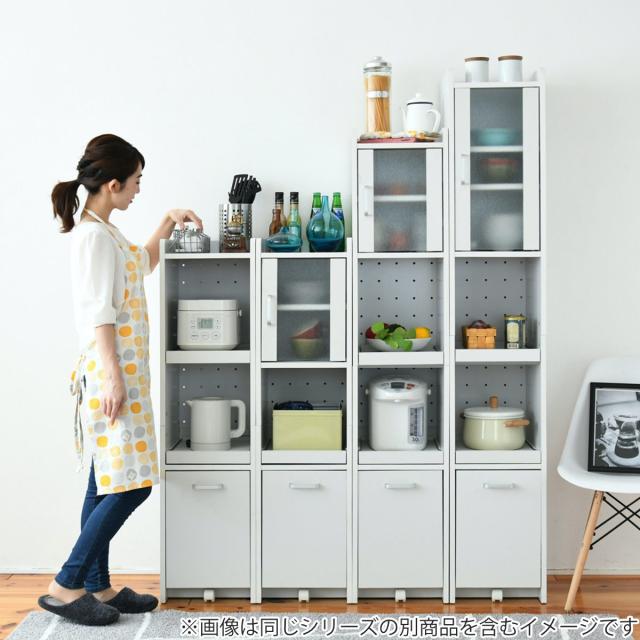 家電ラック 幅32.5cm 高さ124cm ストッカー付 キッチン すき間収納 （ キッチン収納 キッチンラック すきま収納 収納 家電 台所 棚 隙間 コンセント付 スライド棚 キャスター付き ）_16