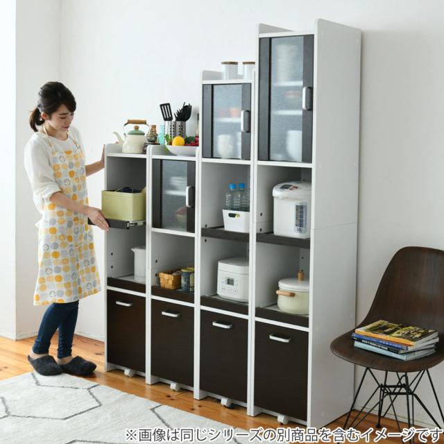 家電ラック 幅32.5cm 高さ124cm ストッカー付 キッチン すき間収納 （ キッチン収納 キッチンラック すきま収納 収納 家電 台所 棚 隙間 コンセント付 スライド棚 キャスター付き ）_17