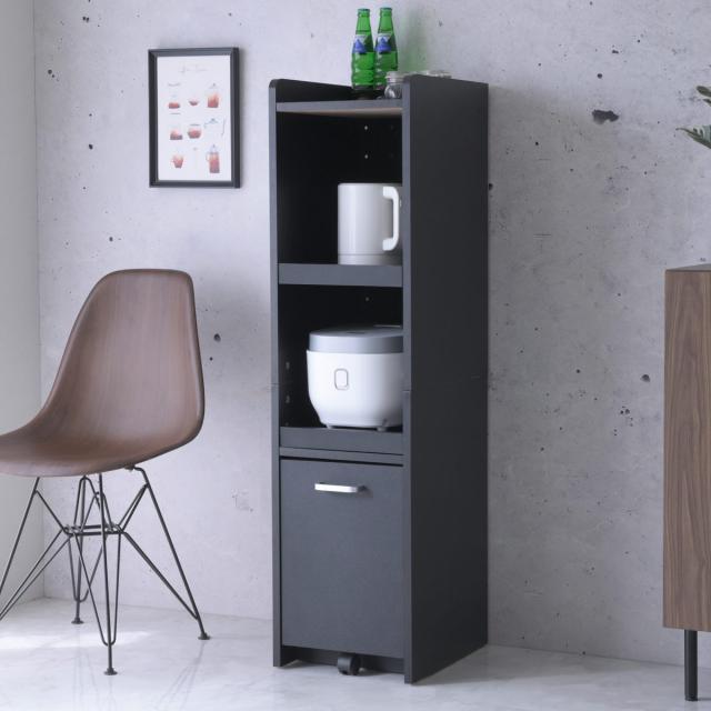 家電ラック 幅32.5cm 高さ124cm ストッカー付 キッチン すき間収納 （ キッチン収納 キッチンラック すきま収納 収納 家電 台所 棚 隙間 コンセント付 スライド棚 キャスター付き ）_18