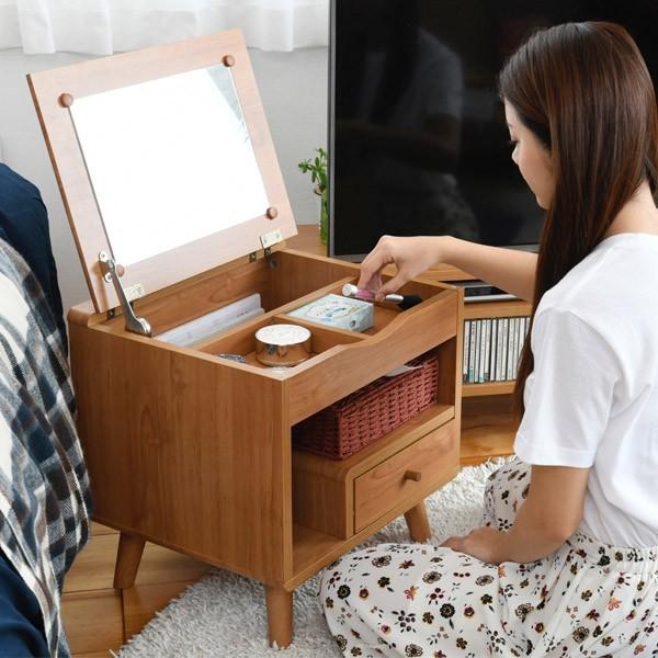 ドレッサー 幅45cm 鏡台 ミニタイプ 北欧風 Pico （ 化粧台 メイク コスメ アクセサリー 収納 メイク台 ロータイプ コンパクト おしゃれ シンプル ミラー付き 化粧水 ボトル 小物収納 ミニ 木目調 北欧 ナチュラル 茶 白 ）_12