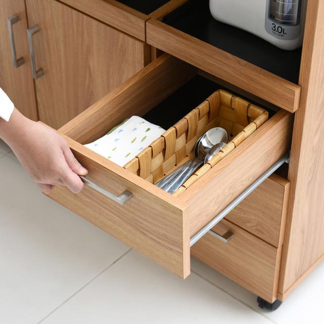 レンジ台 幅120cm キッチンラック キャスター付 北欧風 Keittio （ レンジボード 食器棚 キッチン収納 作業台 ケイッティオ カウンター 棚 ラック 家電収納 収納 コンセント付 可動棚 隙間収納 引き出し ）_13