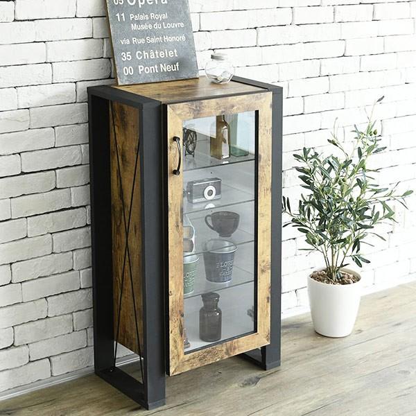 飾り棚　キャビネット　アンティーク家具　　コレクションケース キャビネット 幅50.5cm コレクションケース レトロ調 ブルックリン
