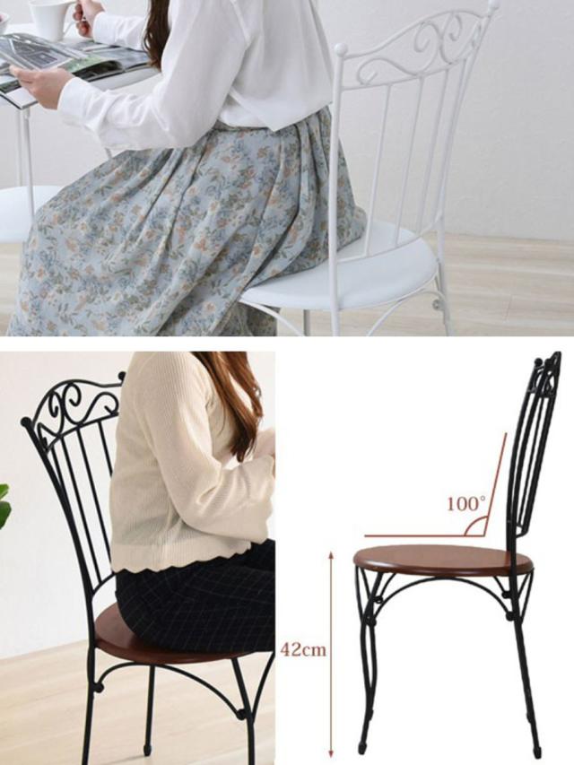 ダイニングチェア 座面高42cm ロートアイアン 姫系 （ 椅子 イス いす