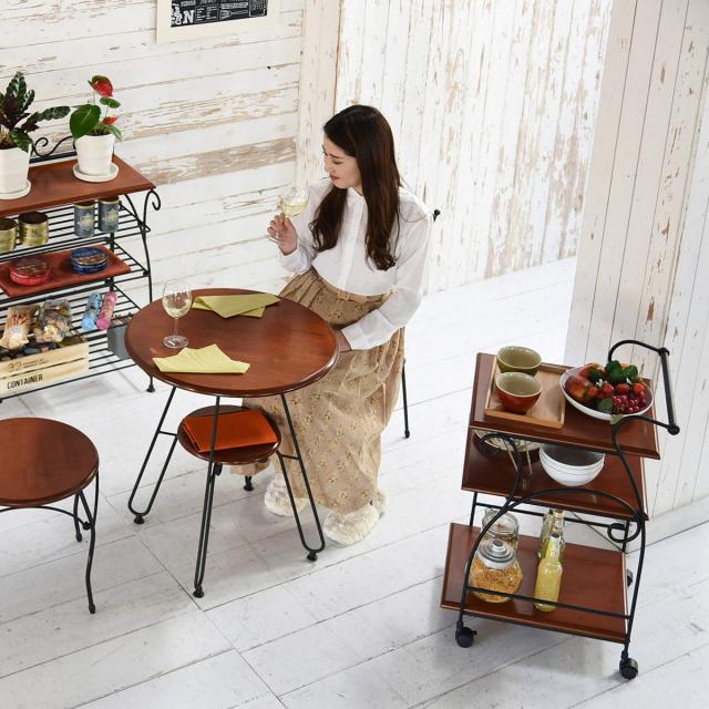 キッチンワゴン 幅41.5cm キャスター付 ロートアイアン 姫系 （ ワゴン