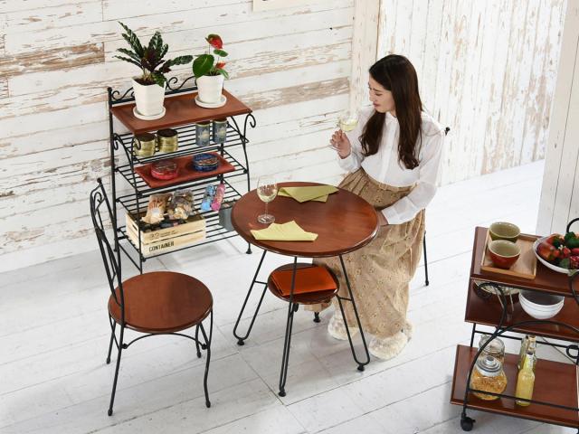テーブル 幅60cm 丸型 カフェテーブル ロートアイアン 姫系