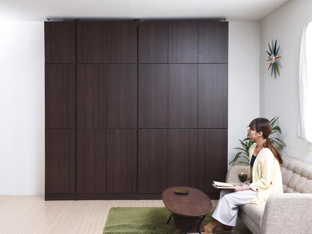 本棚 上置き棚セット 扉付き 幅41.5cm 高さ238.5〜253.5cm 全棚可動 （ ブックシェルフ 1cmピッチ 可動棚 ラック 大容量 収納 家具 壁面収納 シェルフ 深型 上置き付 スリム ダークブラウン ホワイト ライトブラウン ）_15