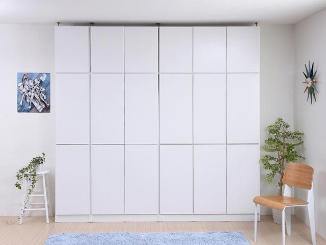 本棚 上置き棚セット 扉付き 幅41.5cm 高さ238.5〜253.5cm 全棚可動 （ ブックシェルフ 1cmピッチ 可動棚 ラック 大容量 収納 家具 壁面収納 シェルフ 深型 上置き付 スリム ダークブラウン ホワイト ライトブラウン ）_16