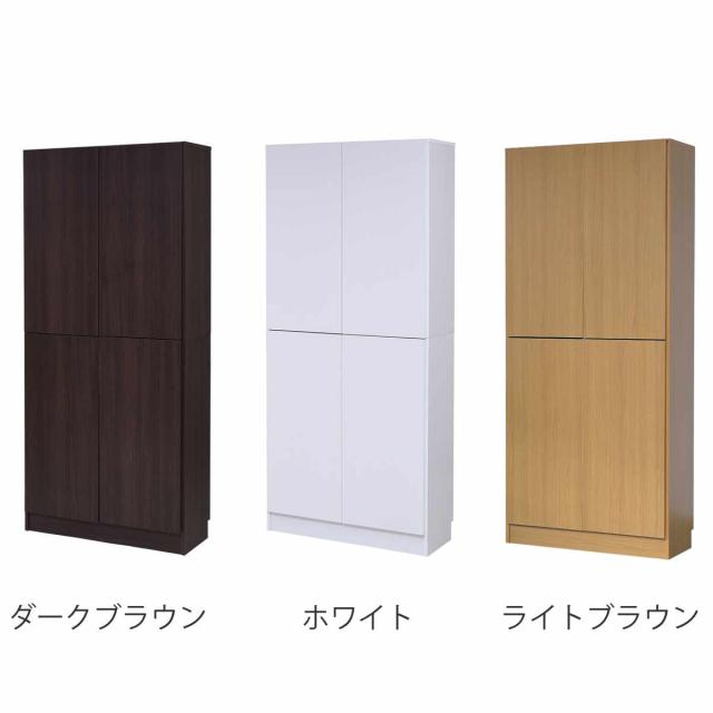本棚 扉付き 幅81cm 高さ180.5cm 全棚可動 （ ブックシェルフ 1cmピッチ 可動棚 収納 棚 ラック 扉付 シェルフ 深型 家具 コミックラック 大容量 飾り棚 ダークブラウン ホワイト ライトブラウン ）_2