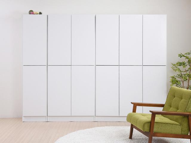 本棚 扉付き 幅41.5cm 高さ180.5cm 全棚可動 （ ブックシェルフ 1cmピッチ 可動棚 ラック 大容量 収納 家具 壁面収納 シェルフ 深型 スリム ダークブラウン ホワイト ライトブラウン ）_18