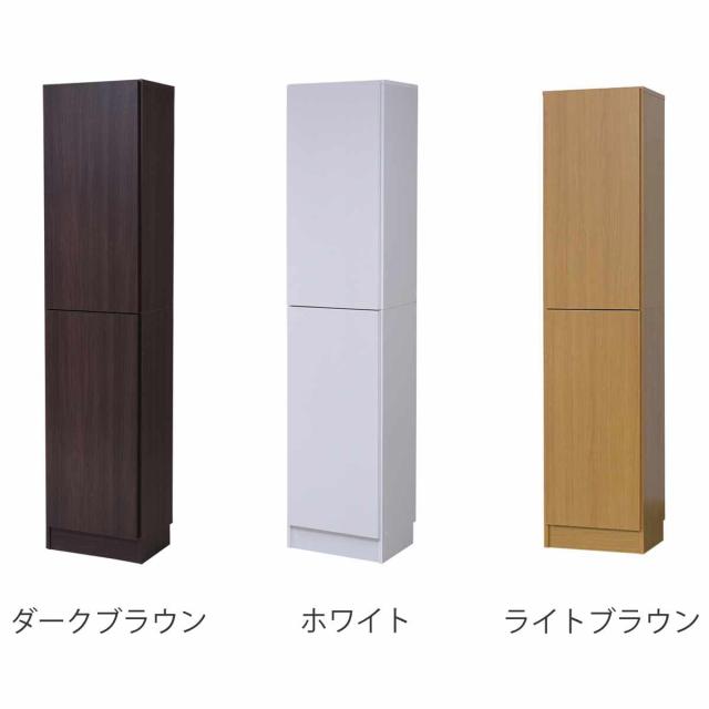 本棚 扉付き 幅41.5cm 高さ180.5cm 全棚可動 （ ブックシェルフ 1cmピッチ 可動棚 ラック 大容量 収納 家具 壁面収納 シェルフ 深型 スリム ダークブラウン ホワイト ライトブラウン ）_2