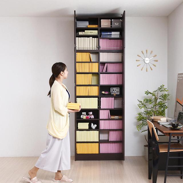 本棚 上置き棚セット 幅81cm 高さ238.5〜253.5cm 全棚可動 （ ブックシェルフ 1cmピッチ 可動棚 収納 棚 ラック オープンラック シェルフ 深型 家具 コミックラック 大容量 上置き付 飾り棚 ダークブラウン ホワイト ライトブラウン ）_12