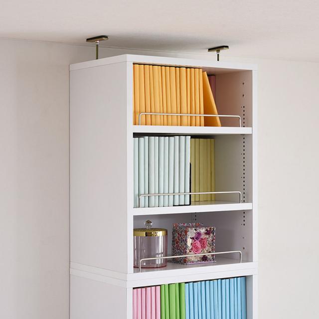 本棚 上置き棚セット 幅41.5cm 高さ238.5〜253.5cm 全棚可動 （ ブックシェルフ 1cmピッチ 可動棚 ラック 大容量 収納 家具 壁面収納 オープンラック シェルフ 深型 上置き付 スリム ダークブラウン ホワイト ライトブラウン ）_10