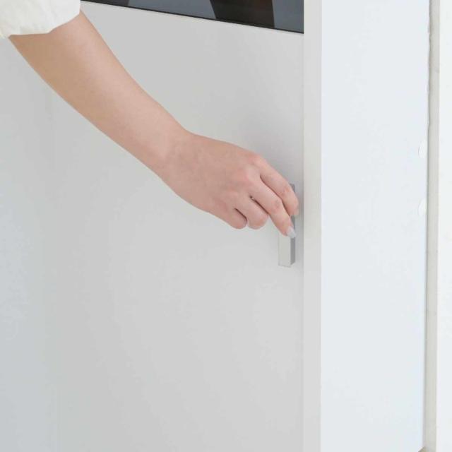 カウンター下収納 幅80.5cm 可動棚6枚 引き戸 （ カウンター下 収納 可動棚 棚 ラック 窓下 食器棚 ディスプレイ リビング ホワイト 白 ブラックガラス ）_16