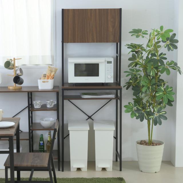 ゴミ箱上ラック 幅63cm メラミン ミドルタイプ （ ゴミ箱上 ラック 高さ170cm 収納 棚 シンプル 家具 ごみ箱上 省スペース 食器収納 家電収納 ブラック×ブラウン ホワイト×ホワイト ）_5