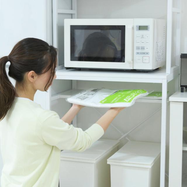 ゴミ箱上ラック 幅63cm メラミン ミドルタイプ （ ゴミ箱上 ラック 高さ170cm 収納 棚 シンプル 家具 ごみ箱上 省スペース 食器収納 家電収納 ブラック×ブラウン ホワイト×ホワイト ）_9