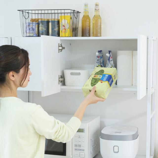 ゴミ箱上ラック 幅92cm メラミン ワイドタイプ （ ゴミ箱上 ラック 高さ170cm 収納 棚 シンプル 家具 ごみ箱上 省スペース 食器収納 家電収納 ブラック×ブラウン ホワイト×ホワイト ）_7