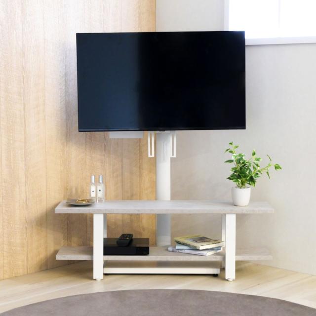 TVスタンド ラック 幅90cm 2点セット 50インチ対応 （ テレビ台 テレビスタンド 棚付 高さ調節 3段階 首振り 壁寄せ テレビボード 大型テレビ 壁面 スタンド・棚セット ブラック ホワイト 省スペース ）_17