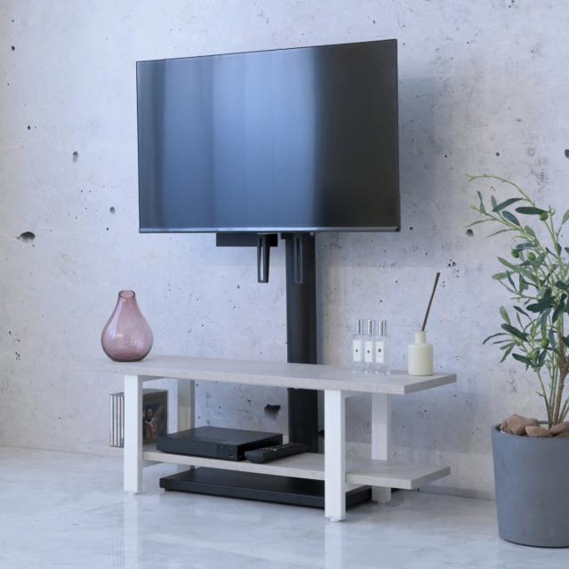 TVスタンド ラック 幅90cm 2点セット 50インチ対応 （ テレビ台 テレビスタンド 棚付 高さ調節 3段階 首振り 壁寄せ テレビボード 大型テレビ 壁面 スタンド・棚セット ブラック ホワイト 省スペース ）_8
