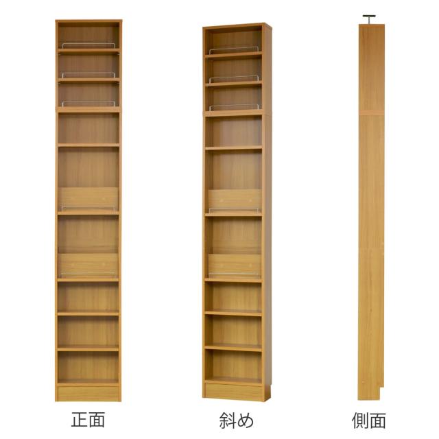 本棚 幅41.5cm 上置きセット 1cmピッチ ディスプレイラック スリム 薄型 オープン棚 （ ラック 棚 1cm刻み 可動棚 奥行スリム 上置き棚 飾り棚 ディスプレイ 雑誌 壁面 大容量 ダークブラウン ホワイト ライトブラウン ）_10