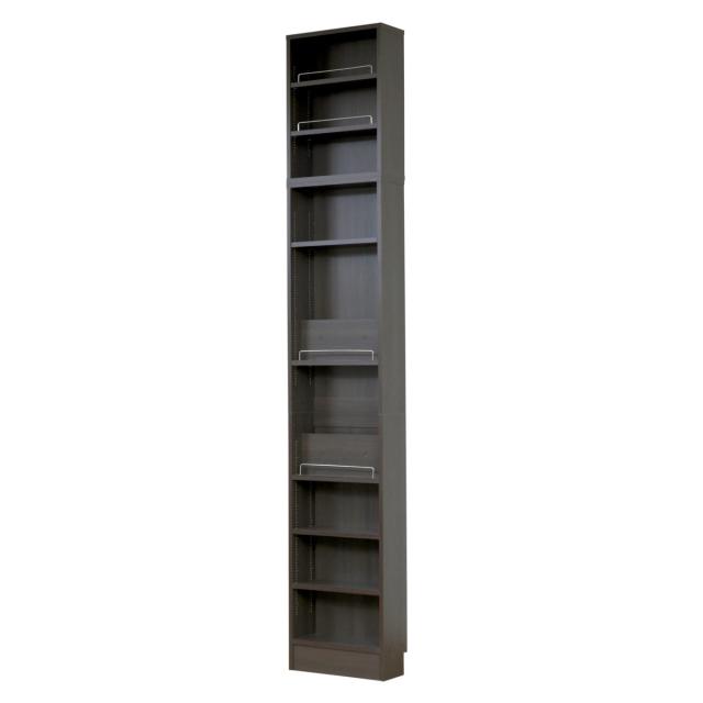 本棚 幅41.5cm 上置きセット 1cmピッチ ディスプレイラック スリム 薄型 オープン棚 （ ラック 棚 1cm刻み 可動棚 奥行スリム 上置き棚 飾り棚 ディスプレイ 雑誌 壁面 大容量 ダークブラウン ホワイト ライトブラウン ）_17