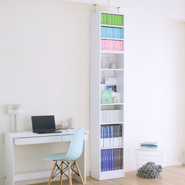 本棚 幅41.5cm 上置きセット 1cmピッチ ディスプレイラック スリム A4対応 オープン棚 （ ラック 棚 1cm刻み 可動棚 A4ファイル 上置き棚 飾り棚 ディスプレイ 雑誌 壁面 大容量 ダークブラウン ホワイト ライトブラウン ）_16