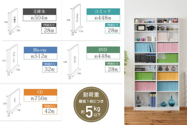 本棚 幅90cm 1cmピッチ スリム 大容量 可動棚 （ ラック 棚 1cm刻み A4対応 奥行スリム 飾り棚 ディスプレイ 雑誌 壁面 ダークブラウン ナチュラル ホワイト ）_8