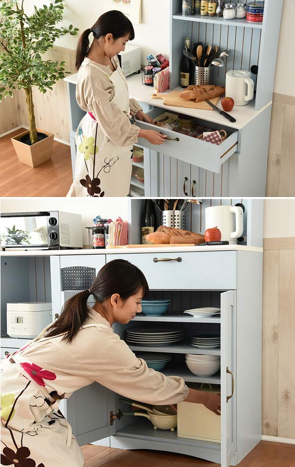 カントリー　カップボード　食器棚　飾り棚 カップボード 食器棚 カントリー調 フレンチスタイル 幅60cm