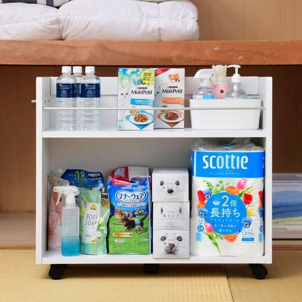 押入れ用 文庫本 収納ラック 3段 2個セット キャスター付 奥行 押入れ用 文庫本 収納ラック 3段 2個セット キャスター付 奥行
