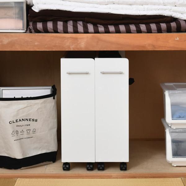 押入れ 収納ラック キャスター付 本棚 2台セット スリム 奥行78cm （ 押入れ収納 収納 ラック 棚 押し入れ キャスター 押し入れ収納 隙間収納 すきま 木製 隙間ラック 薄型 本収納 CDラック DVDラック 幅20 ）の通販は