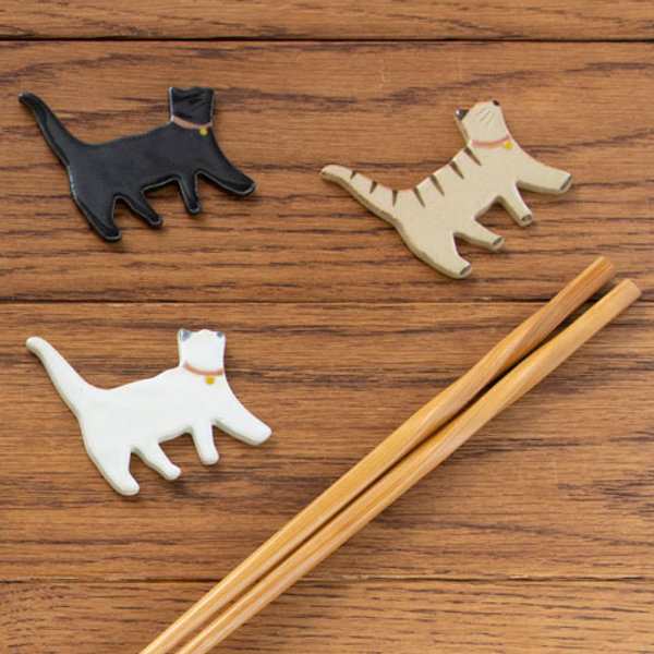 箸置き 6cm ネコ 猫 箸置 陶器 日本製 （ 箸 置き カトラリーレスト ねこ 黒猫 陶器製 箸休め レスト カトラリー かわいい おしゃれ  カトの通販はau PAY マーケット - リビングート